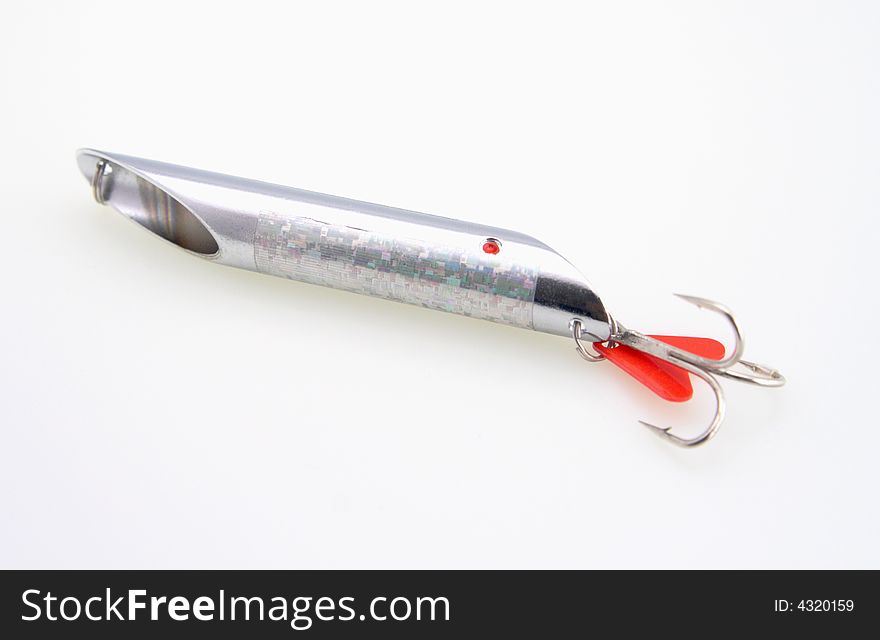 Silver tube fishing lure red eye and treble hook
