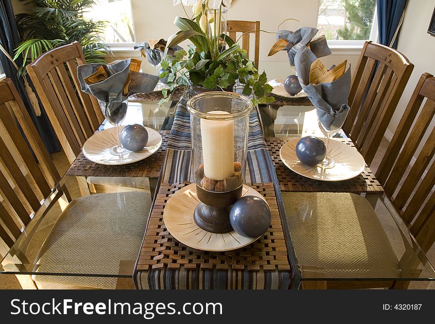 Dining table with luxury decor and furniture. Dining table with luxury decor and furniture.