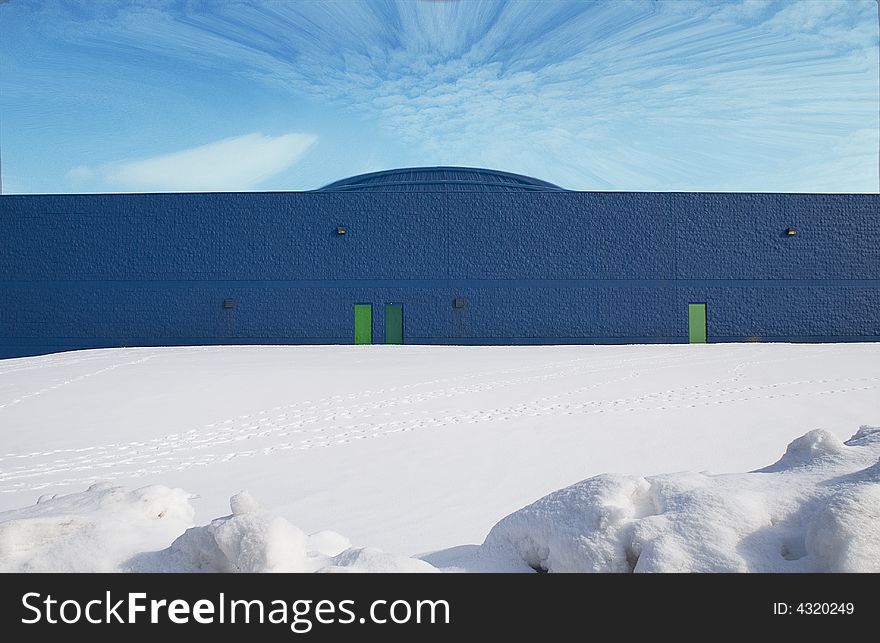 Thsi building blue color catch my eye. Maybe because winter time ?. Thsi building blue color catch my eye. Maybe because winter time ?....