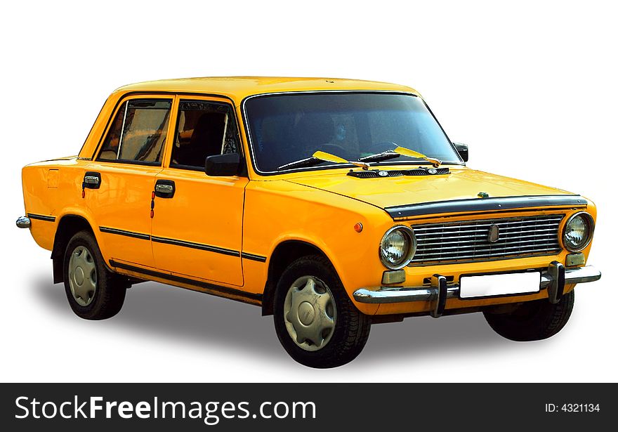 Car-yellow Uaz isolated on a white background