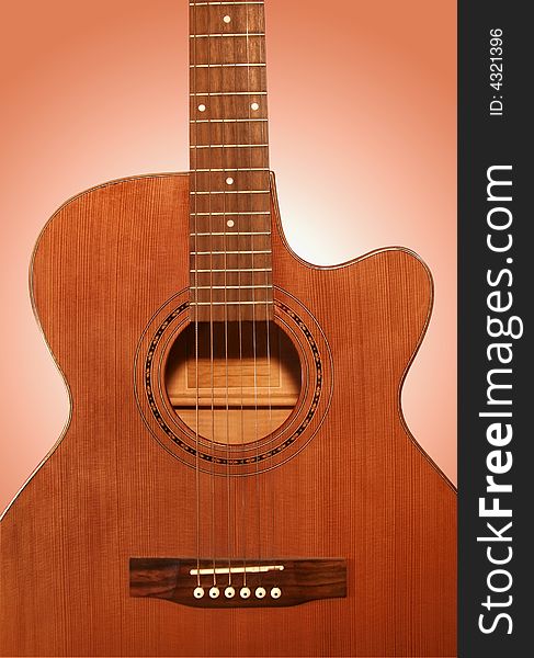 Very beautiful acoustic guitar. A fragment. Very beautiful acoustic guitar. A fragment