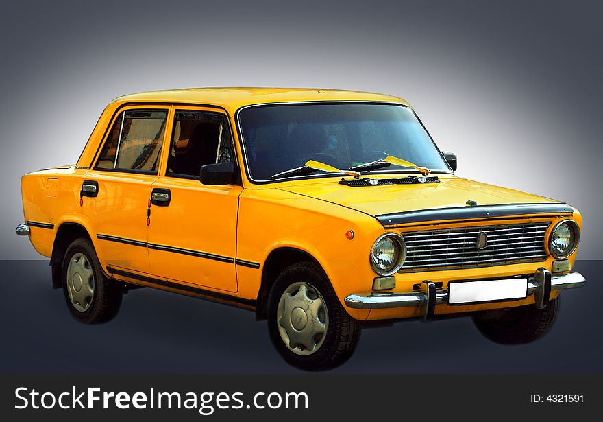 Car-yellow Uaz isolated on a white background