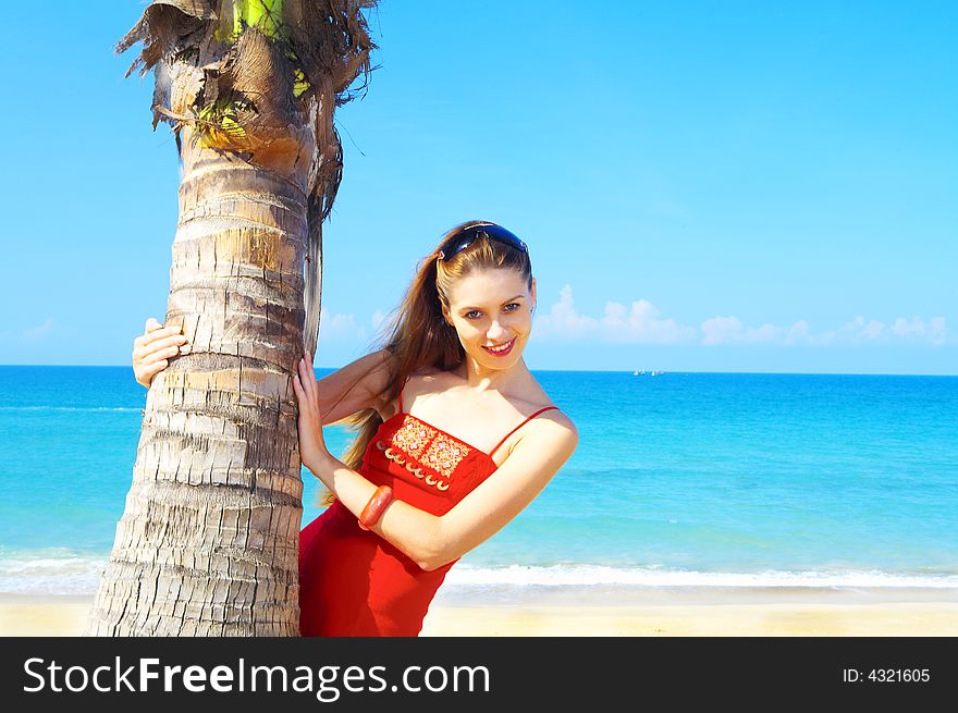Portrait of a young red-hair  female in summer environment. Portrait of a young red-hair  female in summer environment