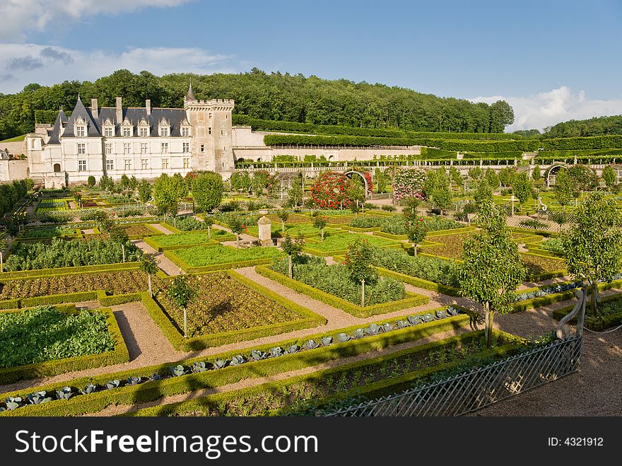 Chateau and garden Villandry, Loire Valley, France.