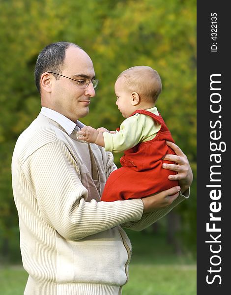 Father and son outdoor portrait