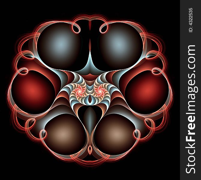 Abstract fractal image resembling an alien fruit basket