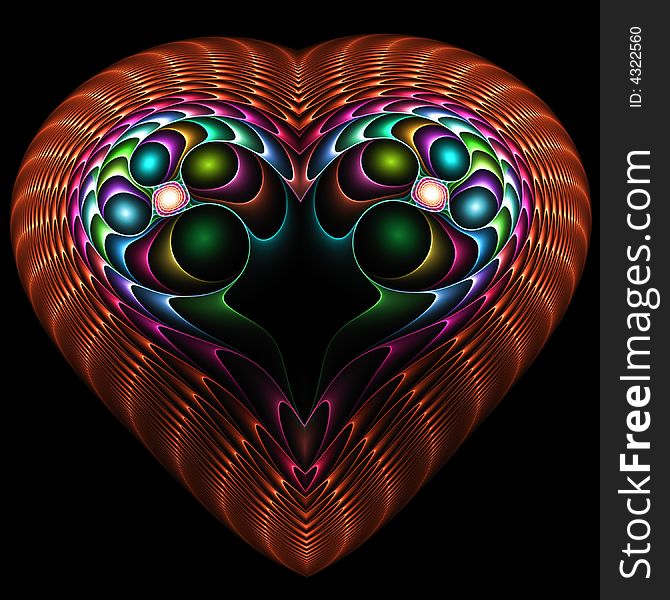 Abstract fractal image resembling a precious enamel heart