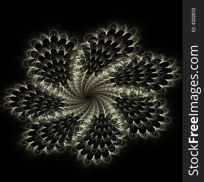 Abstract fractal image resembling a silver brooch