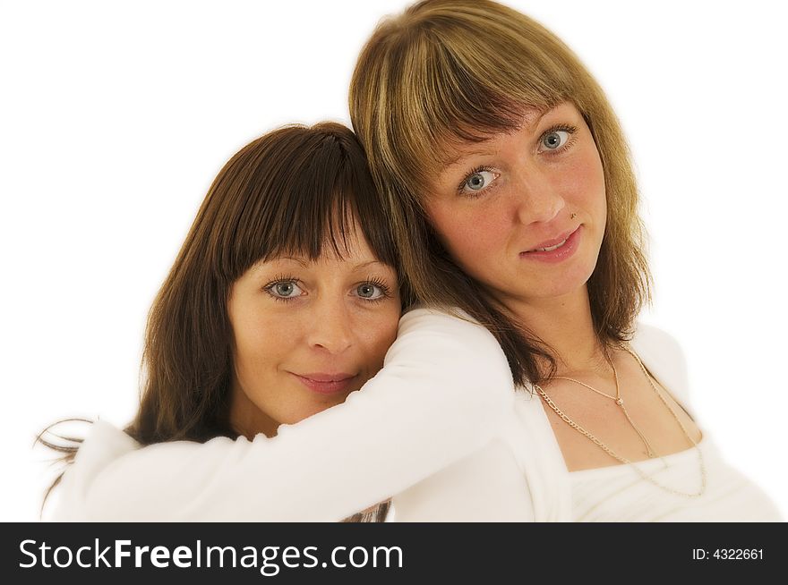Portrait of two sisters with soft-focus effect. Portrait of two sisters with soft-focus effect