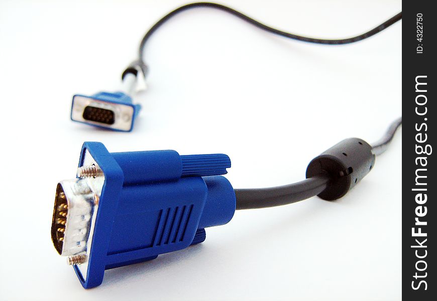 Two blue cables on white