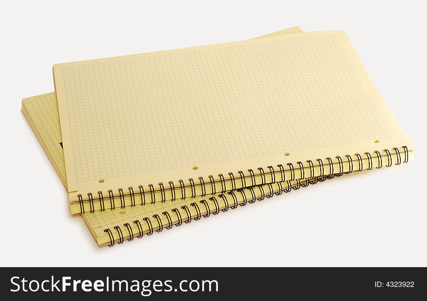 Two Yellow Notebooks On White Background