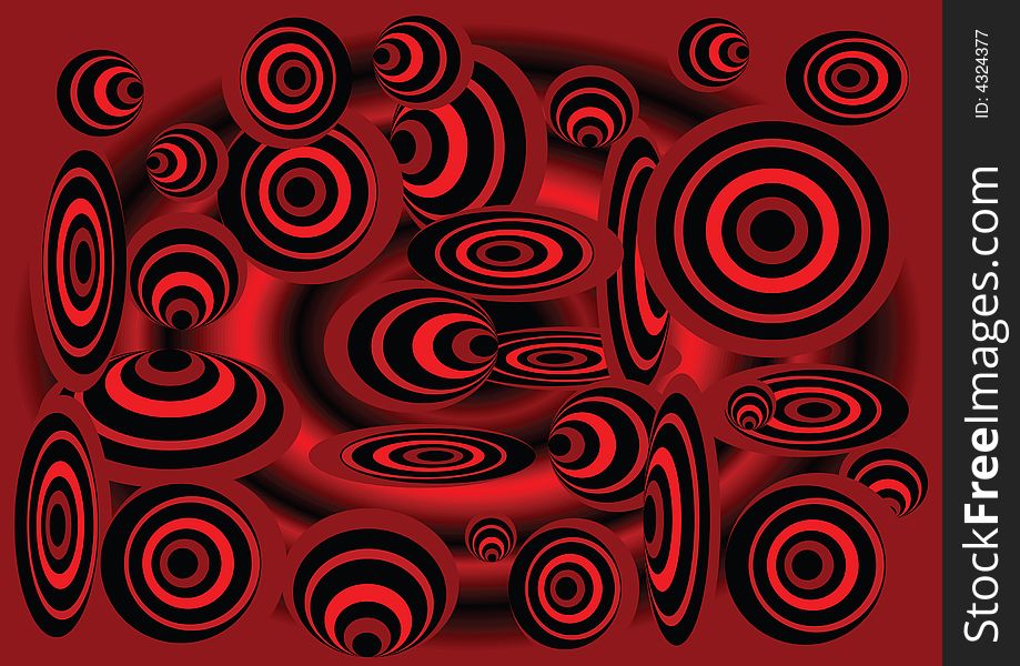 Black-red rings on red background