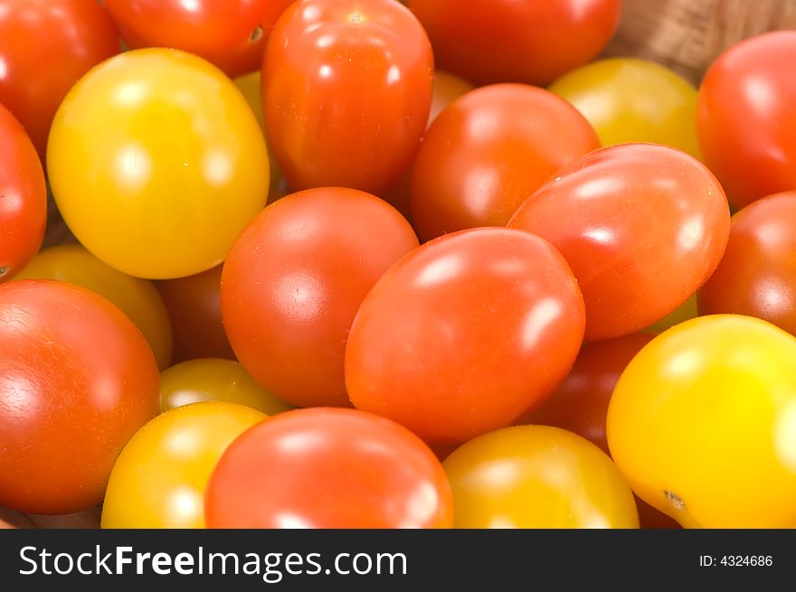 Close up on mixed cherry tomatoes