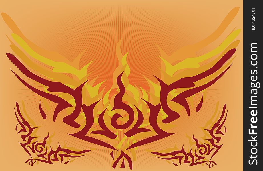 Abstract decoration on orange color background