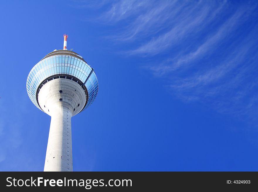 Blue tower and the blue sky in DÃ¼sseldorf, Germany