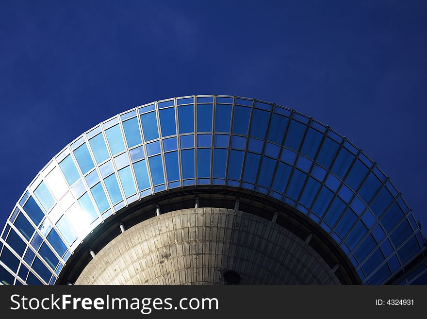 Blue tower and the blue sky in DÃ¼sseldorf, Germany