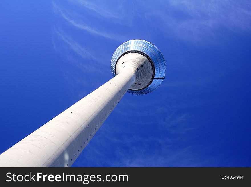 Blue tower and the blue sky in DÃ¼sseldorf, Germany