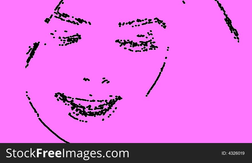 Illustration depicting the face of a  smiling woman. Illustration depicting the face of a  smiling woman