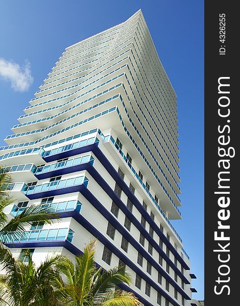 Futuristic abstract building on blue sky. Futuristic abstract building on blue sky