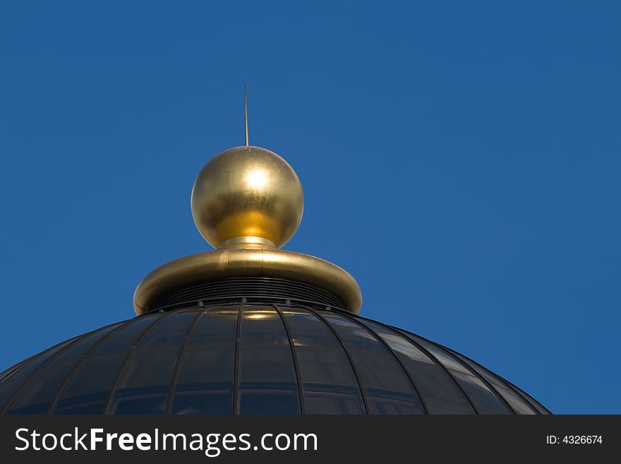 Detail of gilded ball on top of dome. Detail of gilded ball on top of dome