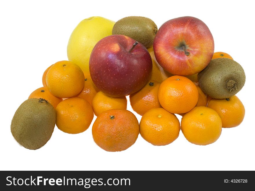 Fresh fruits kiwi, tangerines, apples