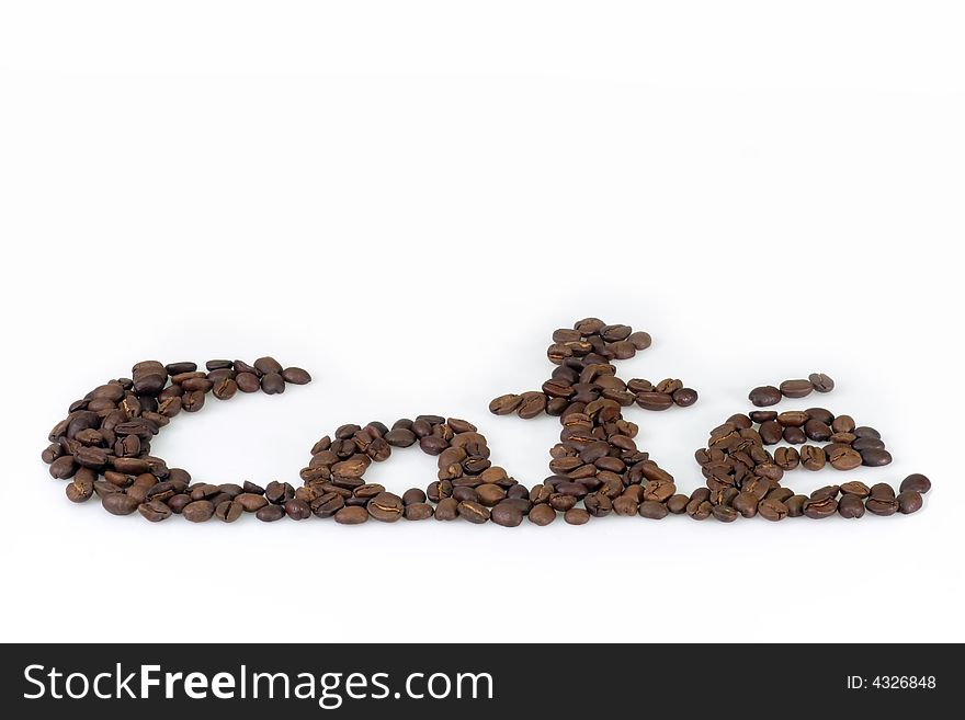 Coffee beans on the bright background