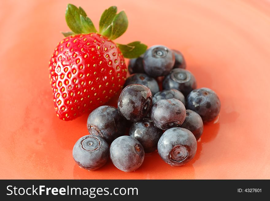 Blueberries And Raspberry