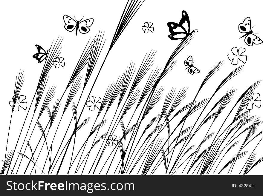 Vector nature and butterfly illustration. Vector nature and butterfly illustration