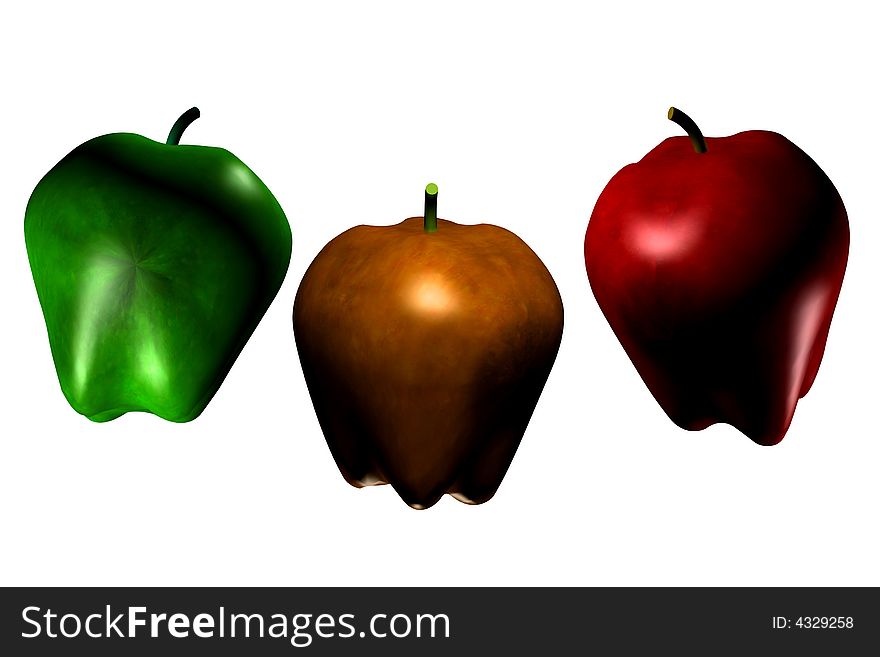 Red green and golden apples design illustration
