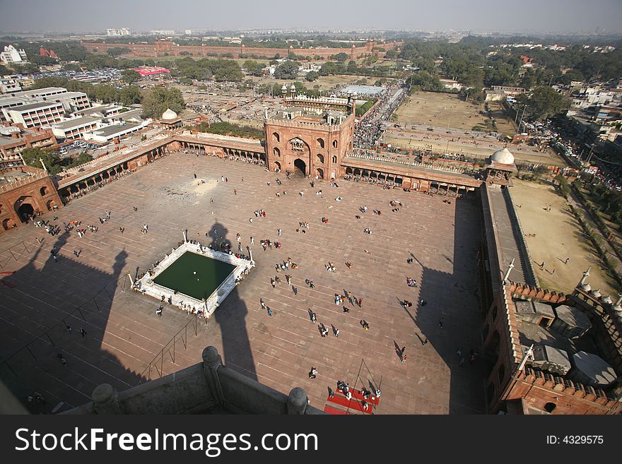 View from minaret tower atJama Masjid, Delhi, India