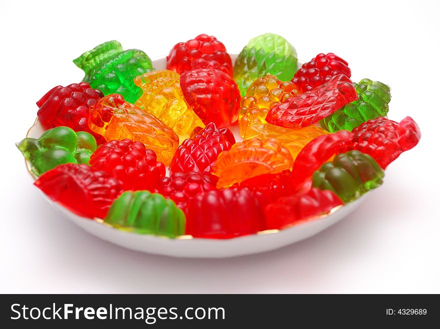 Colorful jelly candies on white background