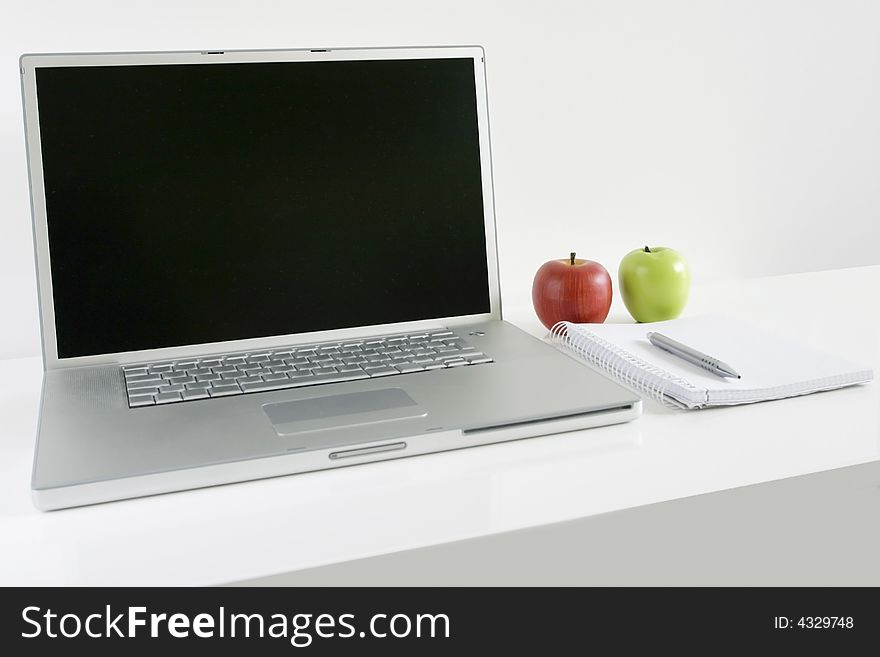 Home office. Computer in white background. Home office. Computer in white background.