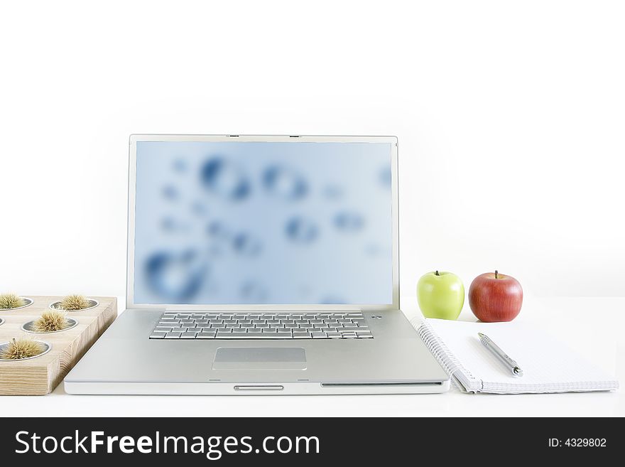 Home office. Computer in white background. Home office. Computer in white background.