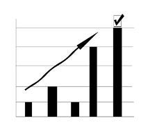 Black Bar Graph With Arrow Stock Photos