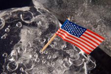 American Flag On The Clear Solid Ice Stock Image American Flag On The Clear Solid Ice Stock Image