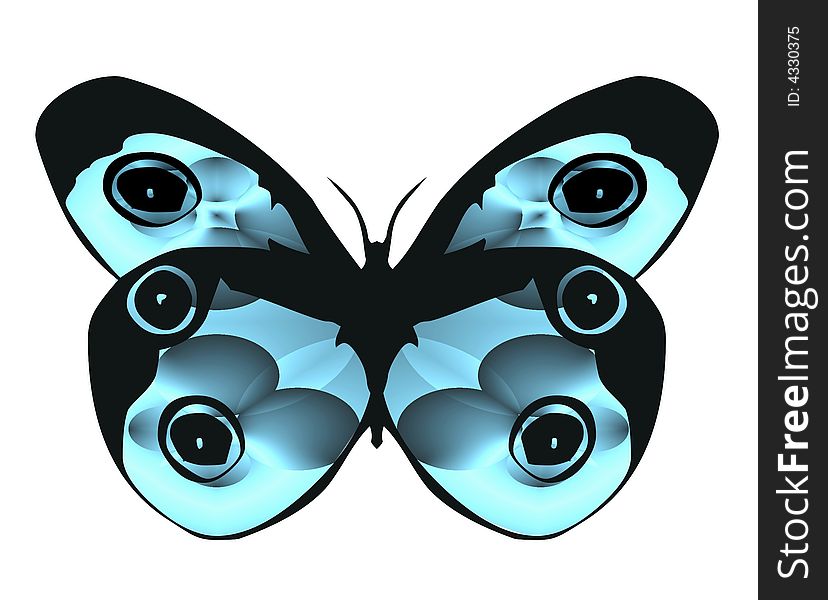 Ornamental butterfly in blue colours. Ornamental butterfly in blue colours.