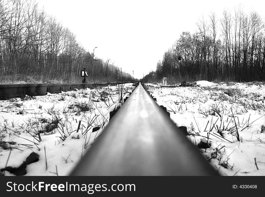 Rail tracks in winter scenery. Rail tracks in winter scenery