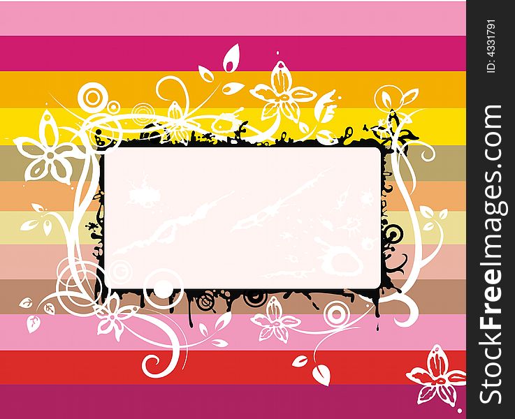 A colourful framed background decorated with flowers. A colourful framed background decorated with flowers