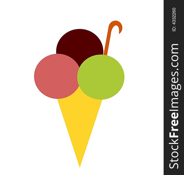 Three flavoured ice cream cone