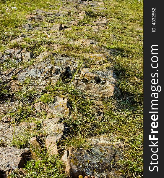 The Image of the stones which have remained from an ancient wall. The Image of the stones which have remained from an ancient wall