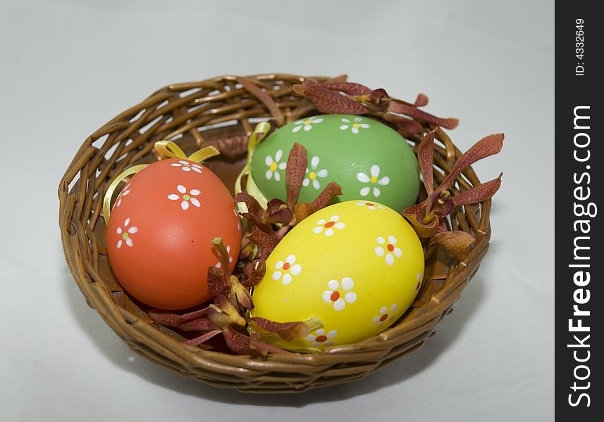Basket full of Easter eggs. Basket full of Easter eggs.