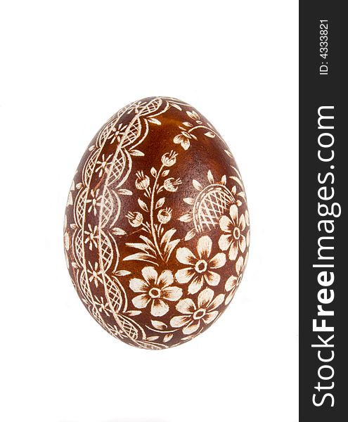 Hand painted easter egg on white background