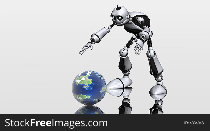 Silly Robot And Globe