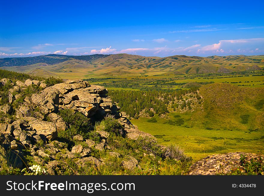 Mountains and medow landscape, Altai