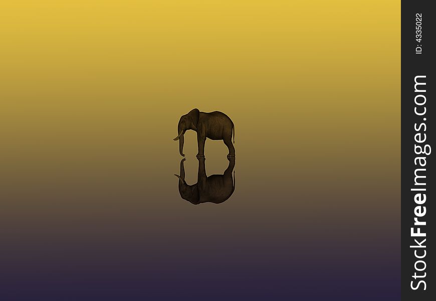 A computer generated image of an elephant and its reflection. A computer generated image of an elephant and its reflection.