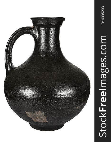 Beautiful ancient jug on a white background