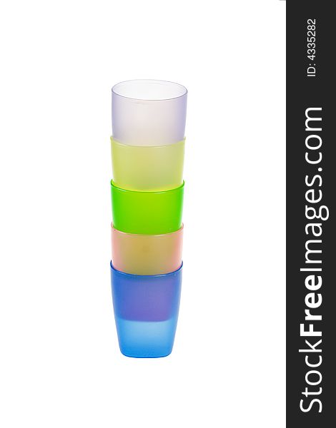 Three Color Glasses Isolated On A White Background