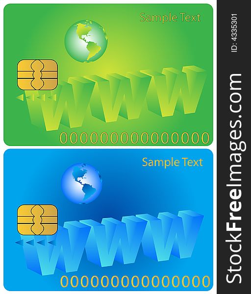 Illustration of banking card, green, blue