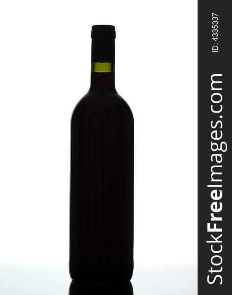 Silhouette of red wine bottle isolated on white. Silhouette of red wine bottle isolated on white.