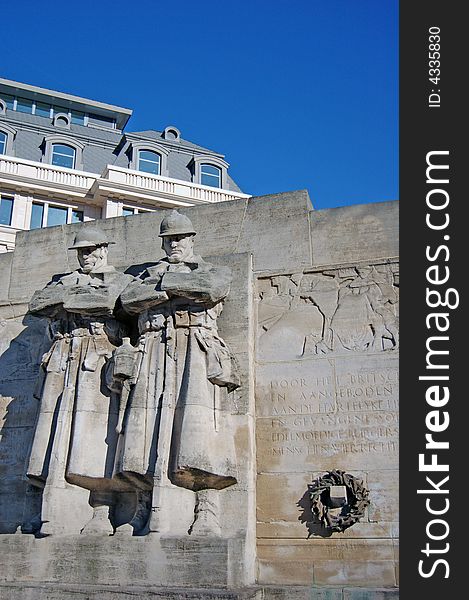 Memorial of soldiers fallen in war in Brussels. Memorial of soldiers fallen in war in Brussels